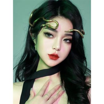 飯飯同款個性美杜莎金色小蛇發箍長款蛇形頭箍發飾多變造型頭飾女