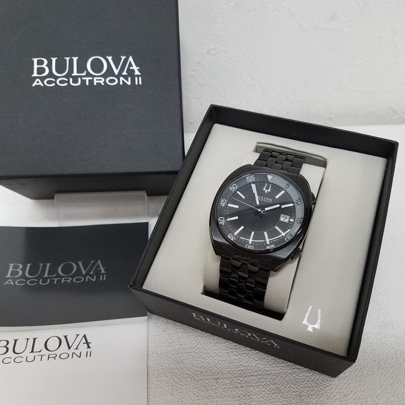 BULOVA ブローバ アナログ（クォーツ式） 腕時計 Watch Analog (Quartz) 98B219 ACCUTRON II アキュトロン  2 ブラックスチール ブレスレット 10064381 | LINEショッピング