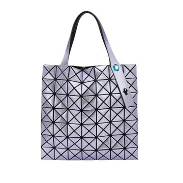 Issey Miyake Bao Bao Platinum 7x7 金屬光澤幾何方格手提/肩背包(淡紫)