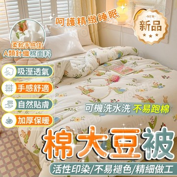 🔥桃園速寄🔥A類針織棉 冬被加厚兒童學生成人 印花大豆被 春秋被 被子被芯 親膚柔軟夏涼被 一觸即涼 細緻觸感涼被