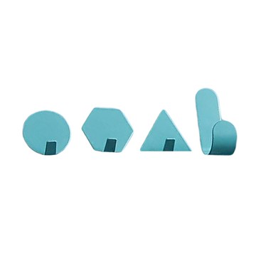 JU JIA JIA 居家家 馬卡龍免打孔幾何鐵藝掛勾套裝 粘貼掛鉤  藍色  1組