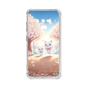 Note 系列殼 TRON 三星 NOTE 9 櫻花插畫風格白貓咪 四角防摔殼 手機殼