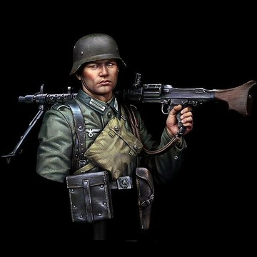 【台灣出貨】✨免運 白膜 1/10 二戰歐洲兵人機槍手胸像 樹脂兵人 白模(原特) 拼裝 A-1913 模型製作