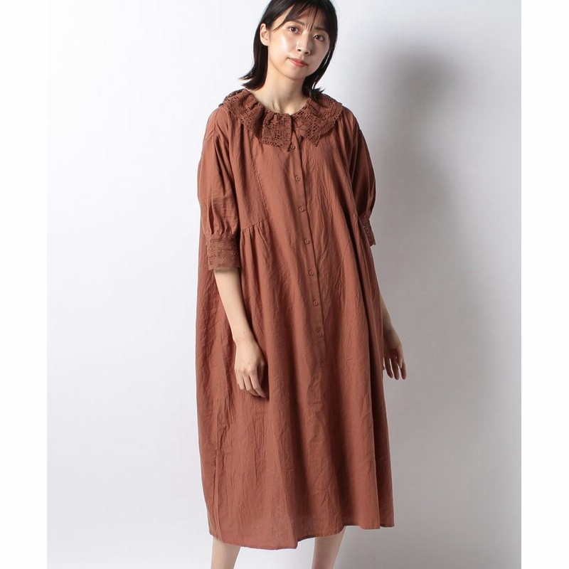 Samansa Mos2 サマンサ モスモス Sm2 レース衿ワンピース レディース ブラウン 通販 Lineポイント最大1 0 Get Lineショッピング