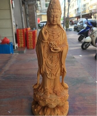 正品崖柏木雕刻辦公室居家風水飾品擺件佛像手工藝品觀音菩薩1入
