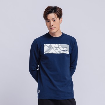 KINGO男款｜丈青印花圓領T 421102