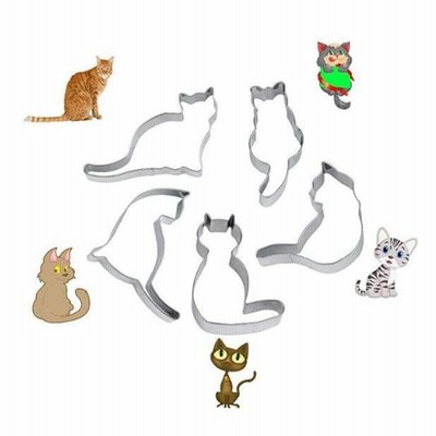 Kingsie クッキー型 猫 5個セット ステンレスクッキー抜型 クッキーカッター ベーキング ステンレス製 製菓グッズ