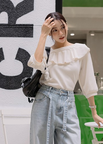 小壓紋五分袖上衣