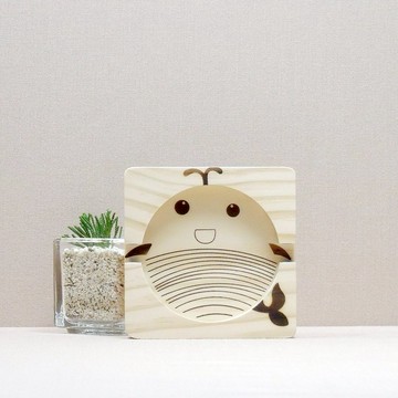 鯨魚 生日禮物 畢業紀念 實木 矽膠止滑 杯墊 手機架 客製化 名字