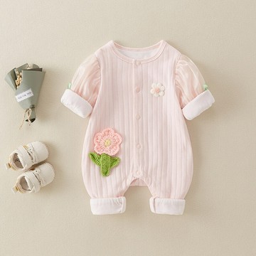 2023新生女寶寶春秋款衣服長袖外出加厚保暖可愛公主超萌連體爬服鑫弘-萌寶童裝可開發票