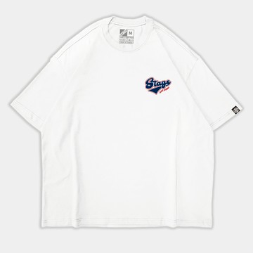 美式字體 天竺棉落肩寬版T 黑色/白色