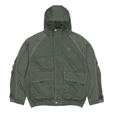 Men's adidas originals Ww Hooded Jkt Sports Embroidered Logo Cargo Solid Color Hooded Jacket Army Green
