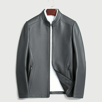 現貨+預購 真皮皮衣外套-山羊皮立領修身高級商務短款男外套2色74ja22【獨家進口】【米蘭精品】