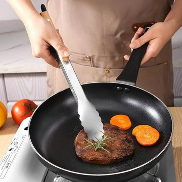 臺灣-出貨🔥【新款熱銷】橡木柄長款BBQ不銹鋼燒烤夾-美味烹飪必備不銹鋼烤夾 X68F