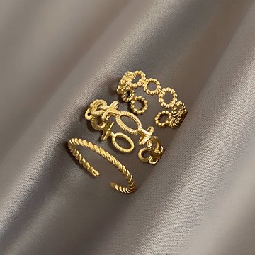 金屬開口戒指女時尚個性小眾設計套裝戒食指戒復古冷淡風個性指環