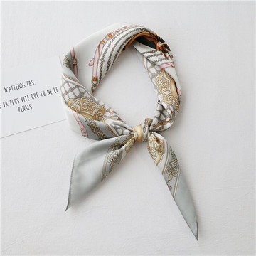 大氣時尚歐美風小馬印花絲巾女春秋小方巾披肩兩用OL職業小領巾1入