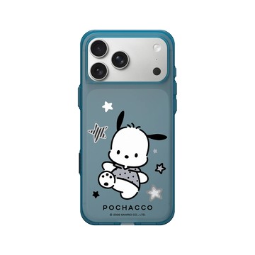 iPhone 17 Pro Max Clear (相機按鈕) 夜幕藍 - 三麗鷗-帕恰狗 Pochacco - 簡約黑灰白