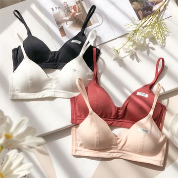 2件99元 法式三角杯無鋼圈舒適文胸大胸顯小薄款少女莫代爾棉內衣