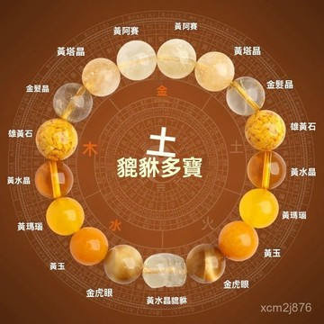 🙏🏻紫南宮過爐 開光🔥八月初更新-貔貅納金吉祥五行土屬性手串缺土補土喜用土天然水晶多寶手鏈男女 7MQC