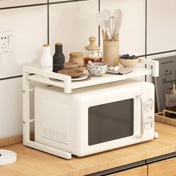 AOTTO 創意傢俱 廚房伸縮微波爐收納架  40~63 x 42 x 36cm  白色  1個