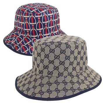 GUCCI 古馳  馬鐙印花/G LOGO雙面漁夫帽-M