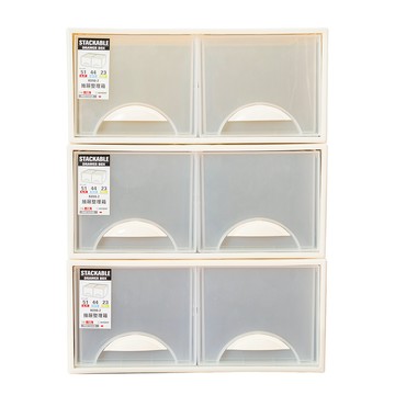 【dayneeds】極簡澈亮可自由堆疊雙格抽屜_3入