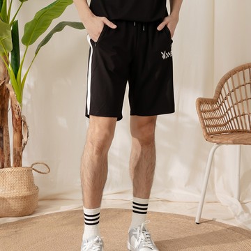 PLAYBOY - 天絲哥地涼感剪接短褲 - 黑色/651-033-09-8