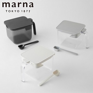 MARNA 按壓式密封調味料盒附勺子600ml-買一送一
