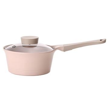 NEOFLAM 台灣原廠公司貨 BELA PINK系列 鑄造單柄湯鍋 + 玻璃蓋  18cm  蜜桃雪酪  1個