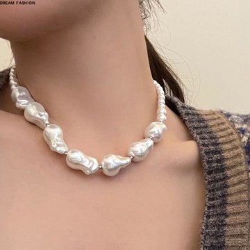 潮流個性男女巴洛克異形珍珠項鏈鎖骨鏈百搭個性明星同款設計飾品