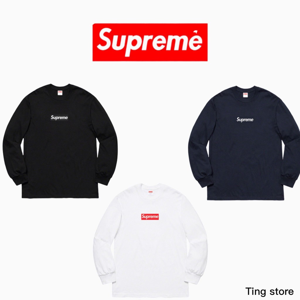 現貨秒發Supreme Box Logo薄長袖黑/白/深藍【Ting Store】推薦