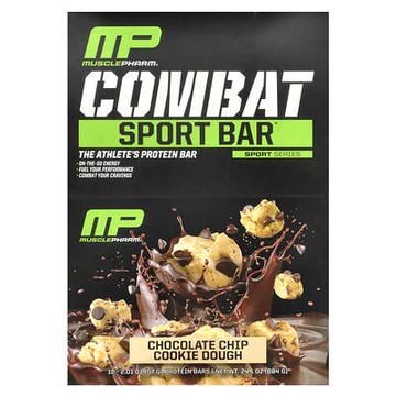 MusclePharm, Combat 運動營養棒™，巧克力碎曲奇麵糰，12 根，每根 2.01 盎司（57 克）