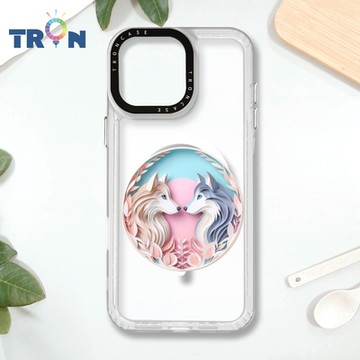 TRON IPHONE 16 PRO MAX 可愛紙雕哈士奇 MAGSAFE 磁吸 防摔 太空殼 透白 手機殼