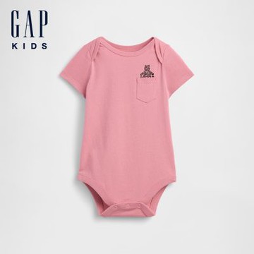 【GAP】嬰兒布萊納小熊口袋包屁衣-粉色/玉米黃/黑色/白色(896835)