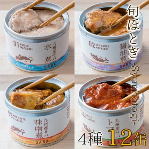 缶詰工場直送　伝統のさば缶「旬ほとぎ」4種類の味わい12缶