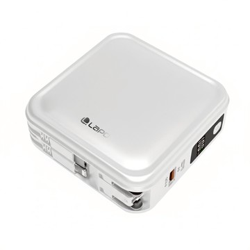 LaPO 自帶線 磁吸Apple Watch 超進化8合1雙孔輸出多功能無線充行動電源 10000mAh Lightning 原廠保固  柔霧白  WT-08