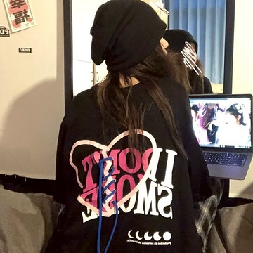 美式街頭短袖t恤女夏季寬松ins潮牌hiphop設計感小眾oversize上衣