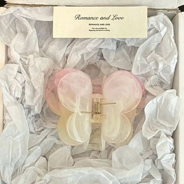 🥇隔日達出💎超仙立體果凍漸變蝴蝶結抓夾高級感中號髮夾後腦勺鯊魚夾發抓髮飾