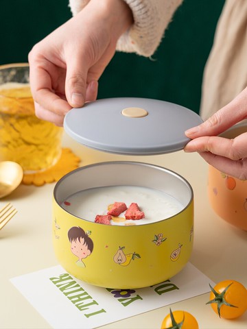 卡通兒童碗帶蓋一家人316不銹鋼碗食品級飯碗寶寶碗餐具