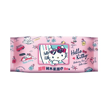 Sanrio Hello Kitty 加厚超純水有蓋柔濕巾/濕紙巾 (加蓋) 80 抽 X 6 包 特選加厚縲縈水針布 超溫和配方無添加劑