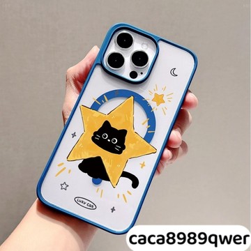星星貓磁吸手機殼iPhone16 適用蘋果i15 14 13 12 11Plus 馬卡龍Magsafe防摔殼