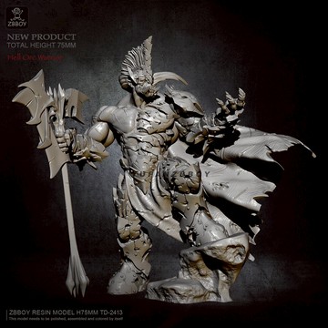 高75mm ZBBOY修復版 冥界獸將 樹脂兵人白模 TD-2413