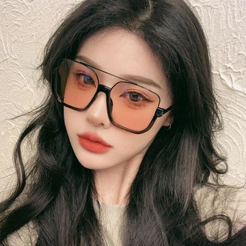雙梁半框金屬太陽鏡女大框韓版簡約ins墨鏡個性復古遮陽太陽眼鏡