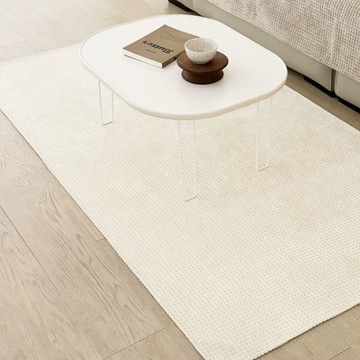 雪尼爾地墊 複合材質  210 x 90cm  牛奶華夫格 米色