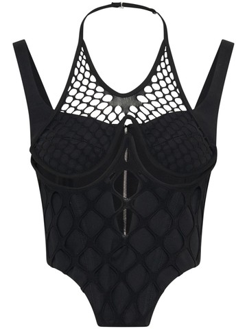 Dion Lee - fishnet wire organic cotton-blend top - women - Organic Cotton/Elastane - 14 - Black