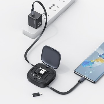 【蝦米良品】超強！伸縮多功能 USAMS PD 60W快充充電線 6A三合一 數據線 iPhone 快充線 安卓 輕巧便攜