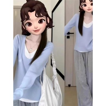 針織衫2026新款女裝秋冬季奶系穿搭打底衫內搭毛衣長袖假兩件上衣