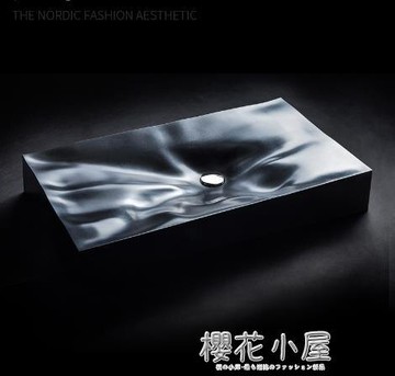 創意漣漪臺上盆洗手盆 簡約黑白藝術盆 現代北歐風格面盆家用
