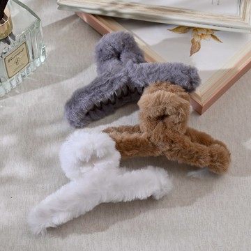 質感絨毛怪手夾-交叉-13cm-多款任選