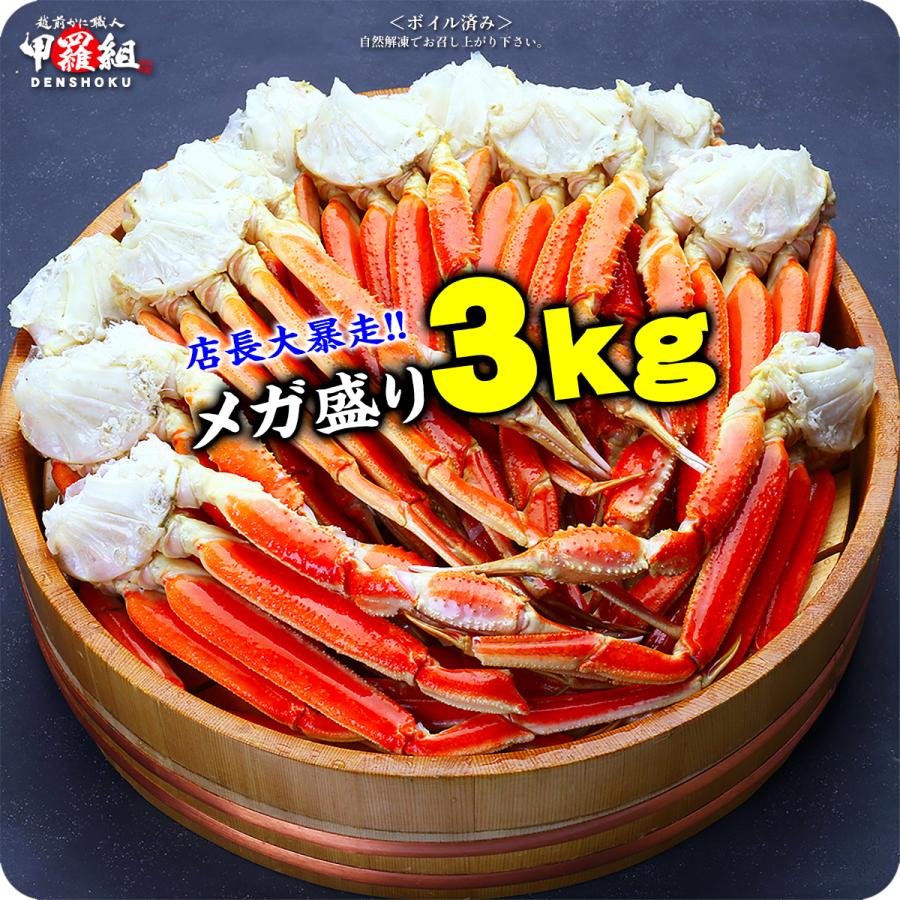 ずわいがに　カニ　メガ盛りボイル　【B】大型サイズ2.5kg　※若干の足折れが入る場合があります　ポイント　5%　LINEショッピング　足食べ放題　かに　蟹　【A】中型サイズ3kg